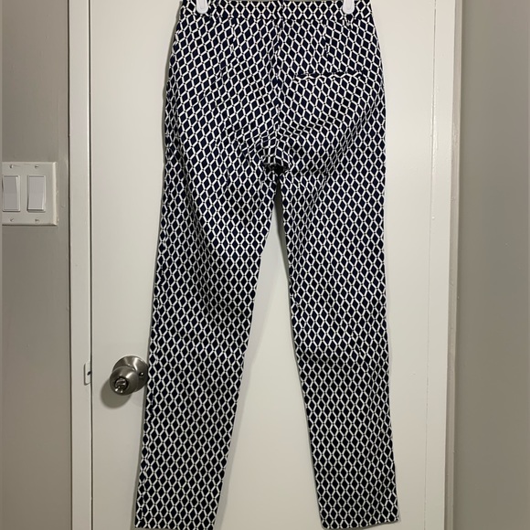 H&M Ankle-Length Patterned Trousers - Navy & White - Picture 9 of 10